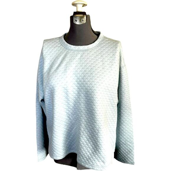 J.Crew Reversible Quilted Sweater – Light Blue & Stripe, Size Large, NWT - Picture 1 of 8